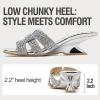 image:imageVepose Womens Low Chunky Heel 22 Inch Sandals Square Open Toe Dress 6109 Sandals Comfortable SlipOn Design with Rhinestones Sexy Evening Party ShoesSilver