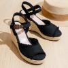 image:imageVepose Womens Wedge Sandals Peep Toe 33 Inch High Heel Platform Espadrilles Dressy Comfortable Summer Vacation Trendy Ankle Strap Buckle Shoes Work Wedding 880High Wedge880black