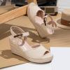 image:imageVepose Womens Wedge Sandals Peep Toe 33 Inch High Heel Platform Espadrilles Dressy Comfortable Summer Vacation Trendy Ankle Strap Buckle Shoes Work Wedding 880High Wedge880natural