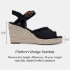 image:imageVepose Womens Wedge Sandals Peep Toe 33 Inch High Heel Platform Espadrilles Dressy Comfortable Summer Vacation Trendy Ankle Strap Buckle Shoes Work Wedding 880High Wedge880black