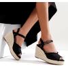 image:imageVepose Womens Wedge Sandals Peep Toe 33 Inch High Heel Platform Espadrilles Dressy Comfortable Summer Vacation Trendy Ankle Strap Buckle Shoes Work Wedding 880High Wedge880black