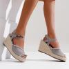 image:imageVepose Womens Wedge Sandals Peep Toe 33 Inch High Heel Platform Espadrilles Dressy Comfortable Summer Vacation Trendy Ankle Strap Buckle Shoes Work Wedding 880High Wedge880grey