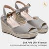 image:imageVepose Womens Wedge Sandals Peep Toe 33 Inch High Heel Platform Espadrilles Dressy Comfortable Summer Vacation Trendy Ankle Strap Buckle Shoes Work Wedding 880High Wedge880grey