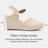 image:imageVepose Womens Wedge Sandals Peep Toe 33 Inch High Heel Platform Espadrilles Dressy Comfortable Summer Vacation Trendy Ankle Strap Buckle Shoes Work Wedding 880High Wedge880natural