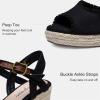 image:imageVepose Womens Wedge Sandals Peep Toe 33 Inch High Heel Platform Espadrilles Dressy Comfortable Summer Vacation Trendy Ankle Strap Buckle Shoes Work Wedding 880High Wedge880black