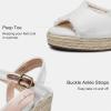 image:imageVepose Womens Wedge Sandals Peep Toe 33 Inch High Heel Platform Espadrilles Dressy Comfortable Summer Vacation Trendy Ankle Strap Buckle Shoes Work Wedding 880High Wedge880white