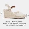 image:imageVepose Womens Wedge Sandals Peep Toe 33 Inch High Heel Platform Espadrilles Dressy Comfortable Summer Vacation Trendy Ankle Strap Buckle Shoes Work Wedding 880High Wedge880beige