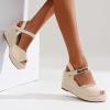 image:imageVepose Womens Wedge Sandals Peep Toe 33 Inch High Heel Platform Espadrilles Dressy Comfortable Summer Vacation Trendy Ankle Strap Buckle Shoes Work Wedding 880High Wedge880natural
