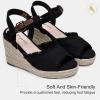 image:imageVepose Womens Wedge Sandals Peep Toe 33 Inch High Heel Platform Espadrilles Dressy Comfortable Summer Vacation Trendy Ankle Strap Buckle Shoes Work Wedding 880High Wedge880black