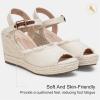 image:imageVepose Womens Wedge Sandals Peep Toe 33 Inch High Heel Platform Espadrilles Dressy Comfortable Summer Vacation Trendy Ankle Strap Buckle Shoes Work Wedding 880High Wedge880beige