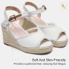 image:imageVepose Womens Wedge Sandals Peep Toe 33 Inch High Heel Platform Espadrilles Dressy Comfortable Summer Vacation Trendy Ankle Strap Buckle Shoes Work Wedding 880High Wedge880white