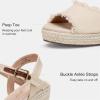 image:imageVepose Womens Wedge Sandals Peep Toe 33 Inch High Heel Platform Espadrilles Dressy Comfortable Summer Vacation Trendy Ankle Strap Buckle Shoes Work Wedding 880High Wedge880natural