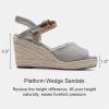 image:imageVepose Womens Wedge Sandals Peep Toe 33 Inch High Heel Platform Espadrilles Dressy Comfortable Summer Vacation Trendy Ankle Strap Buckle Shoes Work Wedding 880High Wedge880grey