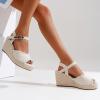image:imageVepose Womens Wedge Sandals Peep Toe 33 Inch High Heel Platform Espadrilles Dressy Comfortable Summer Vacation Trendy Ankle Strap Buckle Shoes Work Wedding 880High Wedge880beige