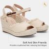 image:imageVepose Womens Wedge Sandals Peep Toe 33 Inch High Heel Platform Espadrilles Dressy Comfortable Summer Vacation Trendy Ankle Strap Buckle Shoes Work Wedding 880High Wedge880natural