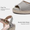 image:imageVepose Womens Wedge Sandals Peep Toe 33 Inch High Heel Platform Espadrilles Dressy Comfortable Summer Vacation Trendy Ankle Strap Buckle Shoes Work Wedding 880High Wedge880grey