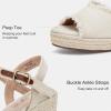 image:imageVepose Womens Wedge Sandals Peep Toe 33 Inch High Heel Platform Espadrilles Dressy Comfortable Summer Vacation Trendy Ankle Strap Buckle Shoes Work Wedding 880High Wedge880beige