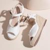 image:imageVepose Womens Wedge Sandals Peep Toe 33 Inch High Heel Platform Espadrilles Dressy Comfortable Summer Vacation Trendy Ankle Strap Buckle Shoes Work Wedding 880High Wedge880white