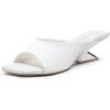 image:imageVepose Womens Heeled Sandals Comfortable Cute 2 Inch Sculptural Low Chunky Block Heels Sexy Square Open Toe Slip on Sandals for Wedding Prom Party Elegantes Sandalias 6112Satin White