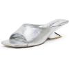 image:imageVepose Womens Heeled Sandals Comfortable Cute 2 Inch Sculptural Low Chunky Block Heels Sexy Square Open Toe Slip on Sandals for Wedding Prom Party Elegantes Sandalias 6112Silver Pu