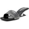 image:imageVepose Womens Low Chunky Heel 22 Inch Sandals Square Open Toe Dress 6109 Sandals Comfortable SlipOn Design with Rhinestones Sexy Evening Party ShoesBlack Rhinestone
