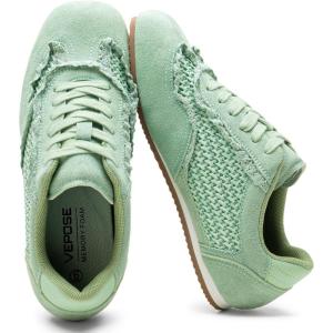 image:imageVepose Womens Casual Dressy Retro Gat Fashion Sneakers Square Toe Suede Woven Raffia Lace Walking Tennis Shoes Comfortable Cute Memory Foam Lightweight Everyday Travel 8205Green Woven