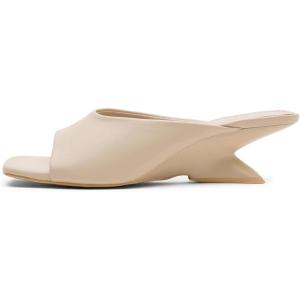 image:imageVepose Womens Heeled Sandals Comfortable Cute 2 Inch Sculptural Low Chunky Block Heels Sexy Square Open Toe Slip on Sandals for Wedding Prom Party Elegantes Sandalias 6112Nude