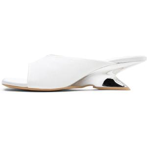 image:imageVepose Womens Heeled Sandals Comfortable Cute 2 Inch Sculptural Low Chunky Block Heels Sexy Square Open Toe Slip on Sandals for Wedding Prom Party Elegantes Sandalias 6112White