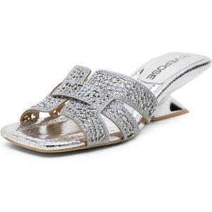 image:imageVepose Womens Low Chunky Heel 22 Inch Sandals Square Open Toe Dress 6109 Sandals Comfortable SlipOn Design with Rhinestones Sexy Evening Party ShoesSilver