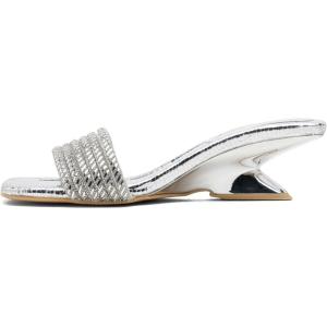 image:imageVepose Womens Low Chunky Heel 22 Inch Sandals Square Open Toe Dress 6109 Sandals Comfortable SlipOn Design with Rhinestones Sexy Evening Party ShoesSilver01