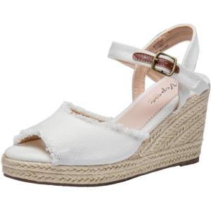 image:imageVepose Womens Wedge Sandals Peep Toe 33 Inch High Heel Platform Espadrilles Dressy Comfortable Summer Vacation Trendy Ankle Strap Buckle Shoes Work Wedding 880High Wedge880white