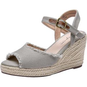 image:imageVepose Womens Wedge Sandals Peep Toe 33 Inch High Heel Platform Espadrilles Dressy Comfortable Summer Vacation Trendy Ankle Strap Buckle Shoes Work Wedding 880High Wedge880grey