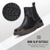 image:imageVEPOSE Womens Chelsea Boots 9519 Slip on Platform Chunky Heel Round Toe Ankle Boot with Elastic BandBlackchelsea Boots9519