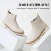 image:imageVEPOSE Womens Chelsea Boots 9519 Slip on Platform Chunky Heel Round Toe Ankle Boot with Elastic BandBone Cloud Greychelsea Boots9519
