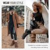 image:imageVEPOSE Womens Chelsea Boots 9519 Slip on Platform Chunky Heel Round Toe Ankle Boot with Elastic BandBrownchelsea Boots9519