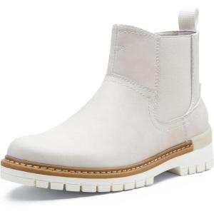 image:imageVEPOSE Womens Chelsea Boots 9519 Slip on Platform Chunky Heel Round Toe Ankle Boot with Elastic BandBone Cloud Greychelsea Boots9519