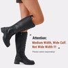 image:imageVepose Womens 953 Knee High Combat Boots Chunky Platform Heel Lace Up Gothic Punk Work Boots for Dresses and JeansCoated Leatherblack Pu
