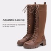 image:imageVepose Womens 953 Knee High Combat Boots Chunky Platform Heel Lace Up Gothic Punk Work Boots for Dresses and JeansCoffee