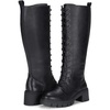 image:imageVepose Womens 953 Knee High Combat Boots Chunky Platform Heel Lace Up Gothic Punk Work Boots for Dresses and JeansCoated Leatherblack Pu