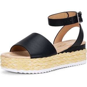 image:imageVepose Womens Platform Wedge Sandals Open Toe 23 Inch Espadrilles Dressy Comfortable Summer Vacation Trendy Ankle Strap Buckle Shoes Work Wedding 400AEspadrilles400ablack Pu