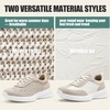 image:imageVepose Womens Lightweight Platform Sneakers Chunky Casual Tennis Shoes Memory Foam Non Slip Suede Raffia PU Lace Up Everyday Walking Travel Office 8216Beige Pu Suede