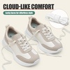 image:imageVepose Womens Lightweight Platform Sneakers Chunky Casual Tennis Shoes Memory Foam Non Slip Suede Raffia PU Lace Up Everyday Walking Travel Office 8216Beige Pu Suede