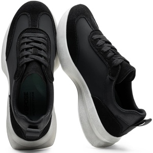 image:imageVepose Womens Lightweight Platform Sneakers Chunky Casual Tennis Shoes Memory Foam Non Slip Suede Raffia PU Lace Up Everyday Walking Travel Office 8216Black Pu Suede