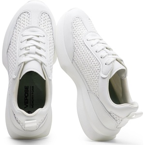 image:imageVepose Womens Lightweight Platform Sneakers Chunky Casual Tennis Shoes Memory Foam Non Slip Suede Raffia PU Lace Up Everyday Walking Travel Office 8216White Raffia Suede