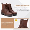 image:imageVepose Womens 916 Ankle Boots Combat Lace up Short Booties with Inside ZipperCognac