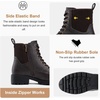 image:imageVepose Womens 916 Ankle Boots Combat Lace up Short Booties with Inside ZipperDark Tan