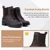image:imageVepose Womens 916 Ankle Boots Combat Lace up Short Booties with Inside ZipperDark Tan
