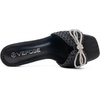image:imageVepose Womens Embellished Woven Raffia Heeled Sandals Approx 3 Inch Flared Block Chunky Sculptural Slip on Mule Heels  Square Open Toe Business Casual Wedding Guest Shoes 6102Black Spakly Bow
