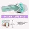 image:imageVepose Womens Floral Satin Heels Slip On Square Open Toe  Approx 3 Inch Rectangular Slim Block Heeled Comfortable Dressy for Wedding Guest Prom Evening Party 6115Silver