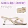 image:imageVepose Womens Floral Satin Heels Slip On Square Open Toe  Approx 3 Inch Rectangular Slim Block Heeled Comfortable Dressy for Wedding Guest Prom Evening Party 6115Nude